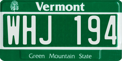 VT license plate WHJ194