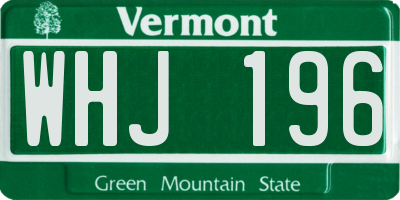 VT license plate WHJ196