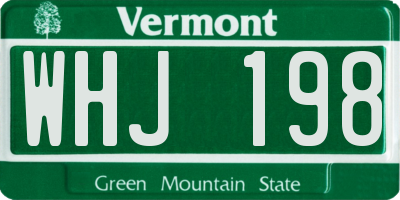 VT license plate WHJ198