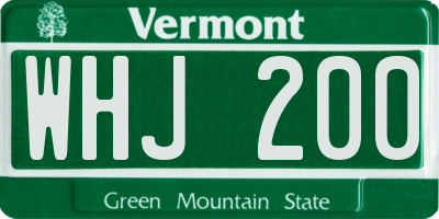 VT license plate WHJ200