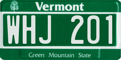 VT license plate WHJ201