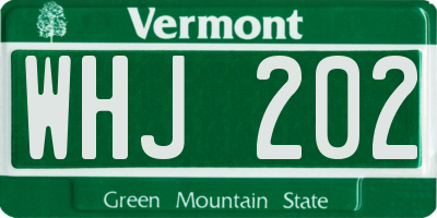 VT license plate WHJ202