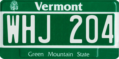VT license plate WHJ204