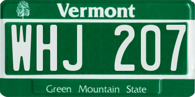 VT license plate WHJ207
