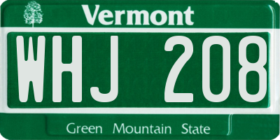 VT license plate WHJ208
