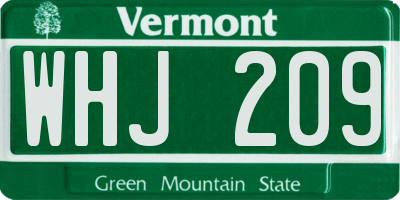 VT license plate WHJ209