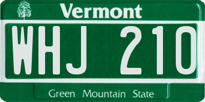 VT license plate WHJ210
