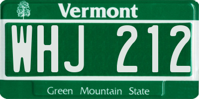 VT license plate WHJ212