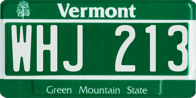 VT license plate WHJ213