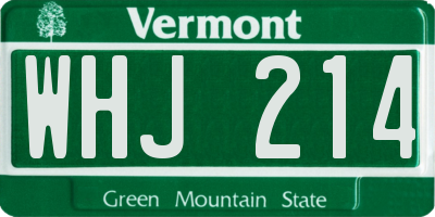 VT license plate WHJ214