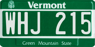 VT license plate WHJ215