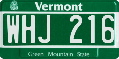 VT license plate WHJ216
