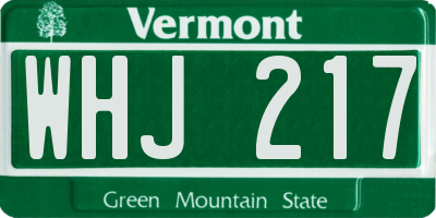 VT license plate WHJ217