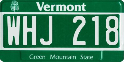 VT license plate WHJ218