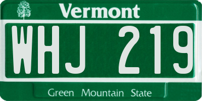 VT license plate WHJ219