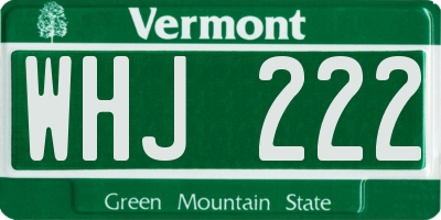 VT license plate WHJ222