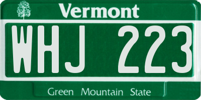 VT license plate WHJ223