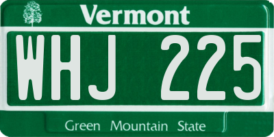VT license plate WHJ225