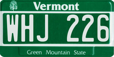 VT license plate WHJ226