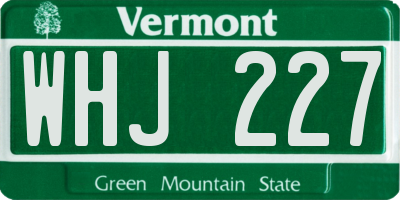 VT license plate WHJ227