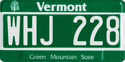 VT license plate WHJ228