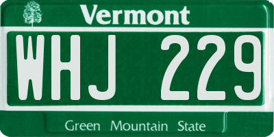 VT license plate WHJ229
