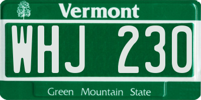 VT license plate WHJ230
