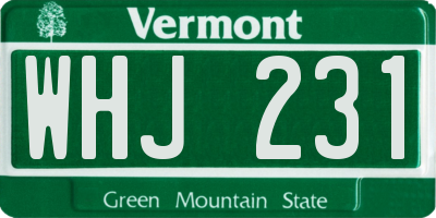VT license plate WHJ231