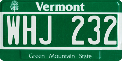 VT license plate WHJ232