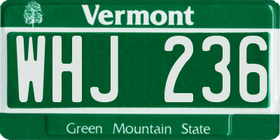 VT license plate WHJ236