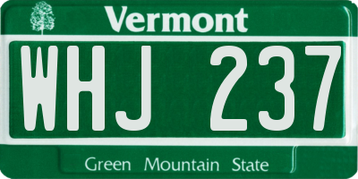 VT license plate WHJ237