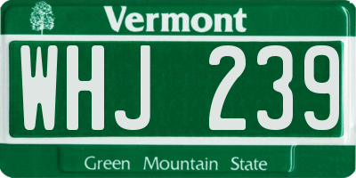 VT license plate WHJ239