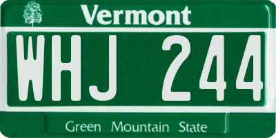 VT license plate WHJ244