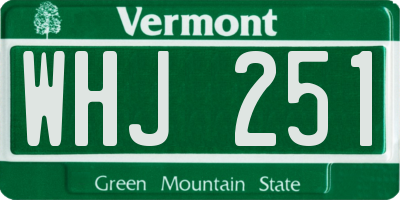 VT license plate WHJ251