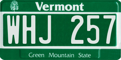 VT license plate WHJ257