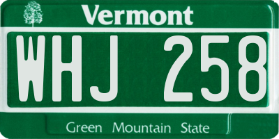 VT license plate WHJ258