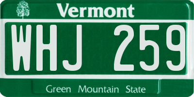 VT license plate WHJ259