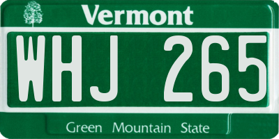VT license plate WHJ265