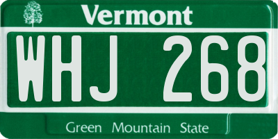 VT license plate WHJ268
