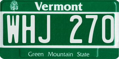 VT license plate WHJ270