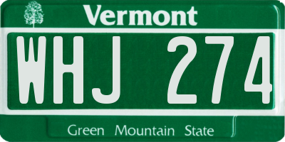 VT license plate WHJ274