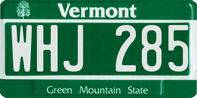 VT license plate WHJ285
