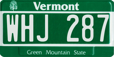 VT license plate WHJ287