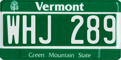 VT license plate WHJ289