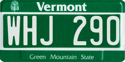 VT license plate WHJ290