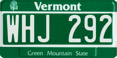 VT license plate WHJ292