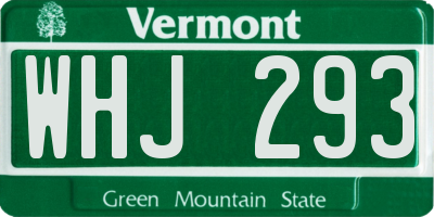 VT license plate WHJ293