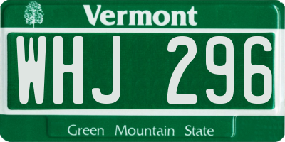 VT license plate WHJ296