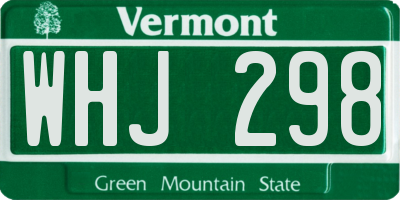 VT license plate WHJ298
