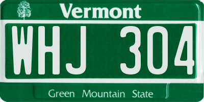 VT license plate WHJ304